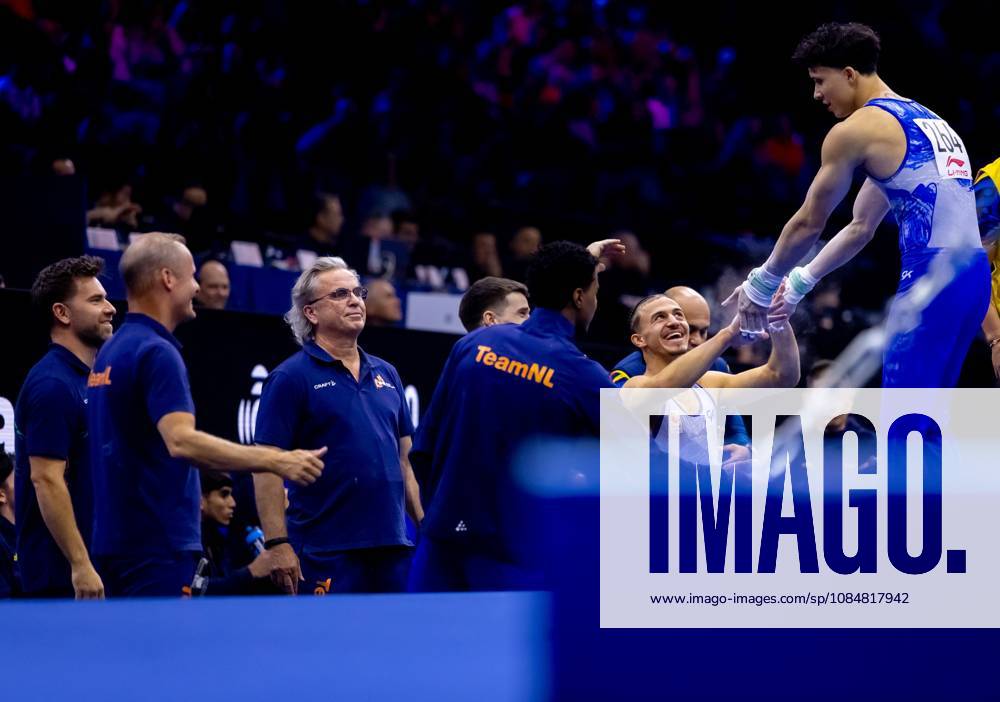 ROTTERDAM - The Dutch gymnasts during the men s team final at the World Gymnastics Championships in Rotterdam Ahoy. IRIS VAN DEN BROEK ANP ANPxSportx IVx 573088909 originalFilename: 573088909