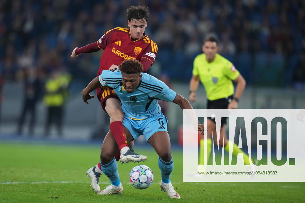 Roma’s Niccolo Pisilli Slovan s Rahim Ibrahim during the UEFA Champions League Phase - Matchday 3 soccer match between AS Roma-Slovan Bratislava at the Rome s Olympic stadium, Italy - Tuesday October 20, 2026 - Soccer ( Photo by Alfredo Falcone LaPresse )