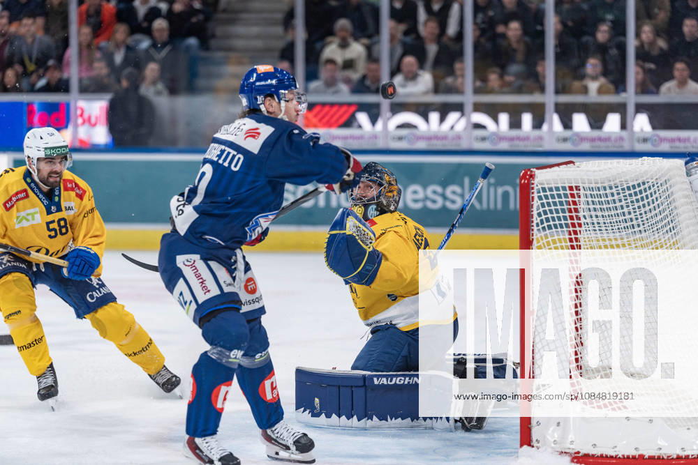 Zurich, Swiss Life Arena, National League: ZSC Lions vs. HC Davos, 29 (Goalie: Sandro Aeschlimann, Davos), 10 (Sven Andrighetto, ZSC), 58 (Frederic Allard, Davos), Zurich, Swiss Life Arena, Zurich, Switzerland