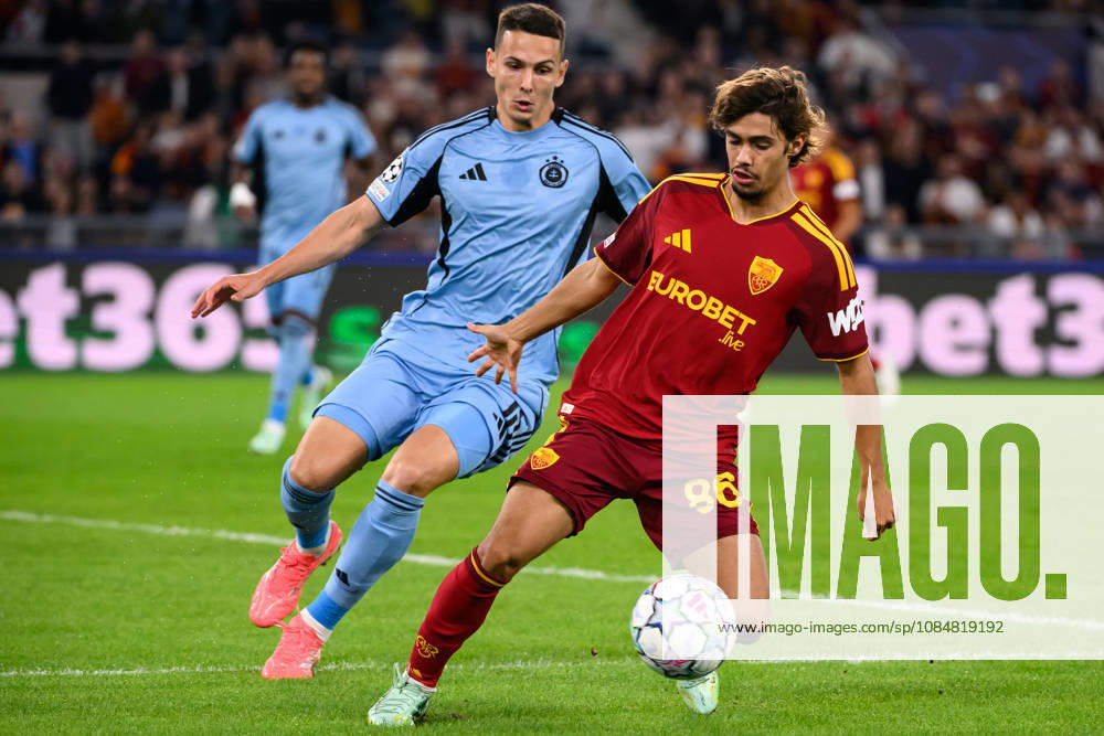 Svetozar Markovic of Slovan Bratislava and Rodrigo Mora of AS Roma during the UEFA Champions League 2026 2027 football match between AS Roma and Slovan Bratislava at Stadio Olimpico in Rome (Italy), October 20, 2026. AndreaxStaccioli