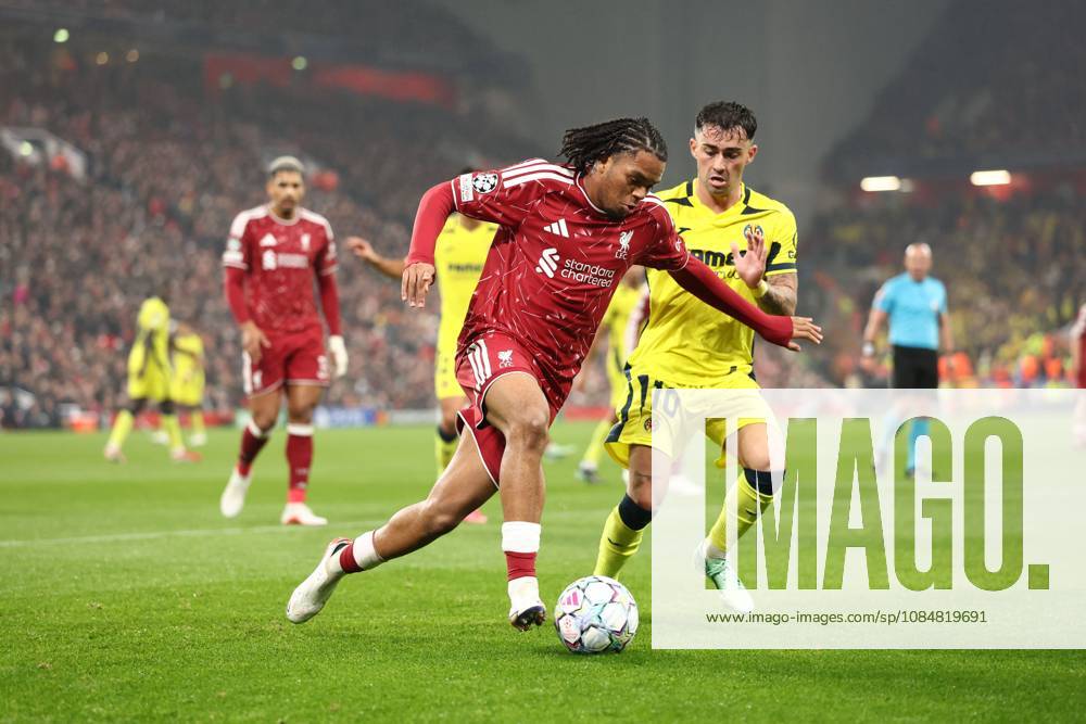 Rio Ngumoha of Liverpool and Alberto Moleiro of Villarreal Liverpool v Villarreal, UEFA Champions League, Football, Anfield, Liverpool, UK - 20 Oct 2026Liverpool Anfield United Kingdom