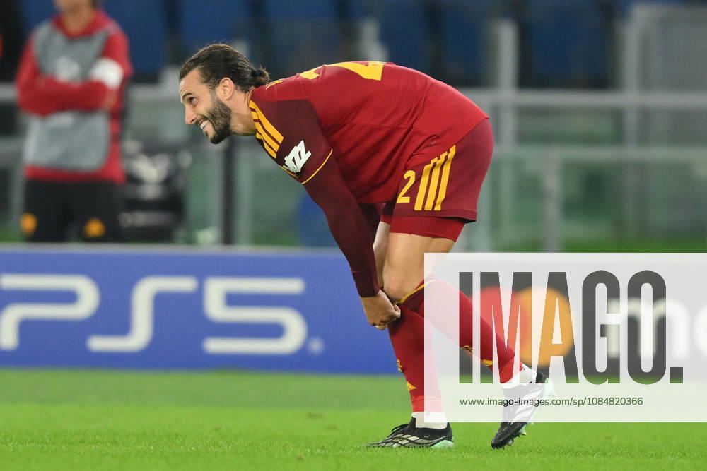 AS Roma v Slovan Bratislava - UEFA Champions League ROME, ITALY - October 20 : Mario Hermoso (R) of AS Roma celebrates after scoring a goal during the Champions League match between AS Roma and Slovan Bratislava at Stadio Olimpico on October 20 ,2026 in Rome, Italy. Claudio Pasquazi Anadolu Rome Italy. Editorial use only. Please get in touch for any other usage.