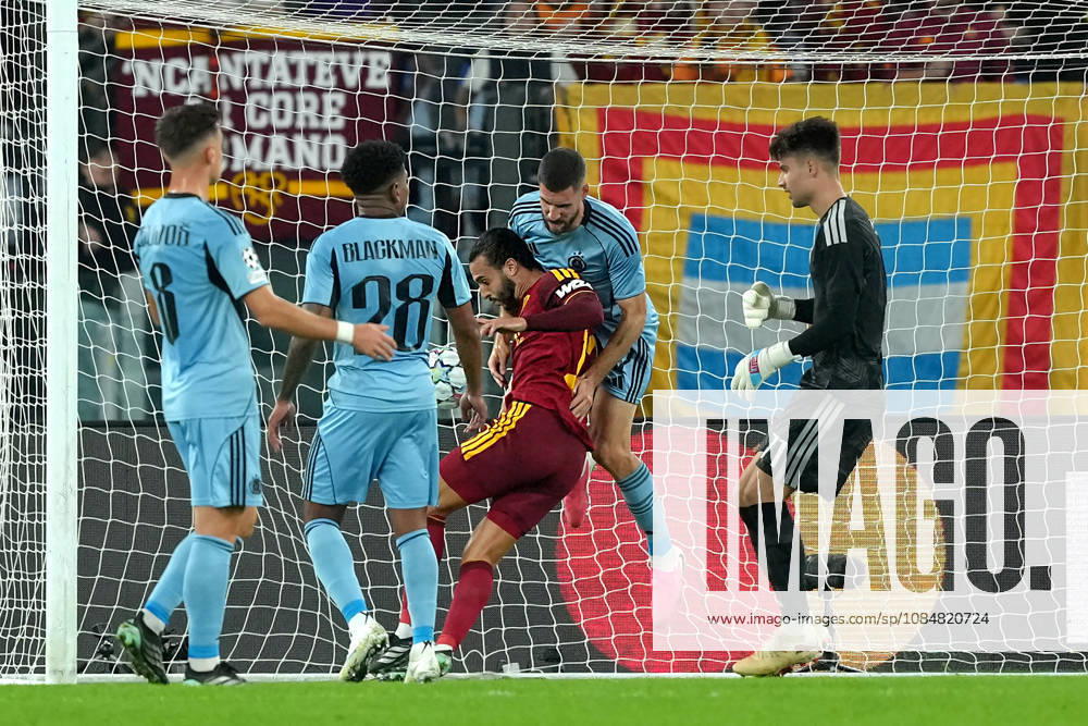 Mario Hermoso of AS Roma scores the goal of 1-0 during the UEFA Champions League 2026 2027 football match between AS Roma and Slovan Bratislava at Stadio Olimpico in Rome (Italy), October 20, 2026. antoniettaxbaldassarre