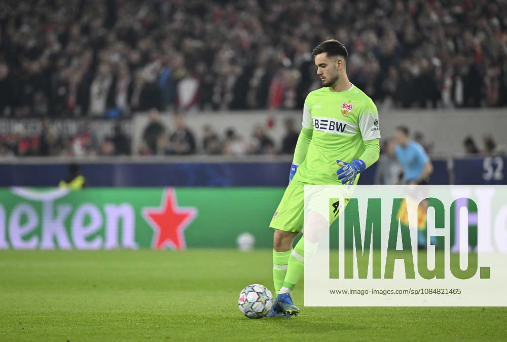 Goalkeeper Dennis Seimen, VfB Stuttgart, 41, Champions League match: VfB Stuttgart vs. Atlético Madrid, October 20, 2026. DFL regulations prohibit any use of photographs as image sequences and or quasi-video. Champions League: VfB Stuttgart vs. Atlético Madrid