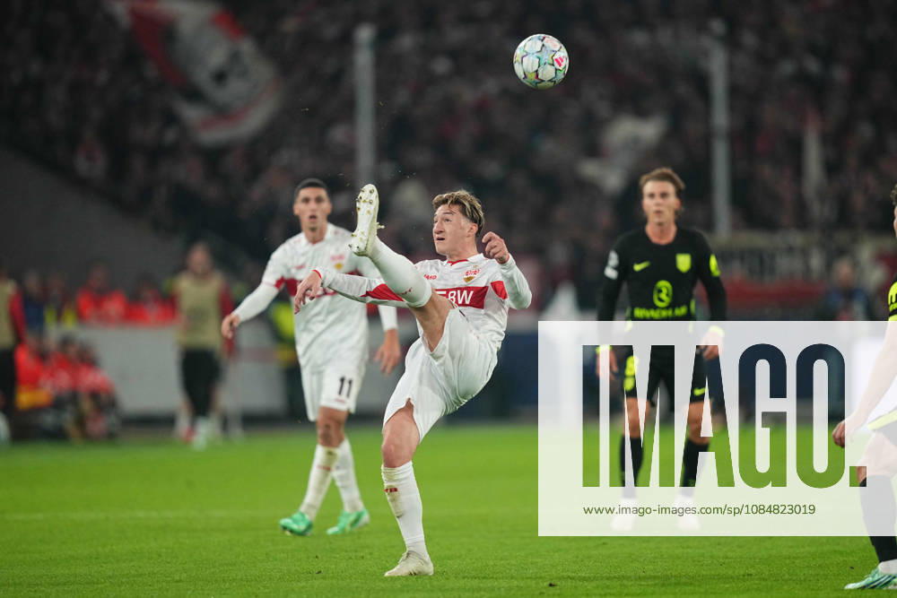 Angelo Stiller of VfB Stuttgart during the match between VfB Stuttgart and Atlético Madrid in the group stage of the UEFA Champions League at MHPArena in Stuttgart, Germany, on October 20, 2026. DeFodi Images