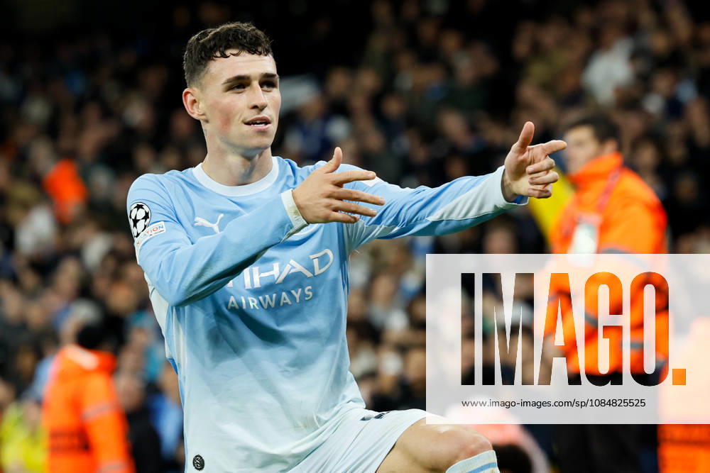 Manchester City v AEK Athens - UEFA Champions League 2026 27 League Phase MD3 Phil Foden of Manchester City celebrates his hat-trick goal during the UEFA Champions League 2026 27 League Phase MD3 match between Manchester City and AEK Athens at City of Manchester Stadium on October 20, 2026 in Manchester, England. Manchester City of Manchester Stadium England United Kingdom