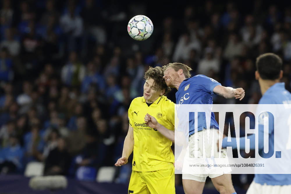 Champions League match SSC Napoli vs Bodo Glimt Napoli s Belgian midfielder Kevin De Bruyne challenges for the ball with Bodo Glimt s Norwegian midfielder Isak Dybvik Maetta during the Uefa champions league match between SSC Napoli vs Bodo Glimt at the Diego Armando Maradona Stadium in Naples on October 20, 2026. _BPH3895