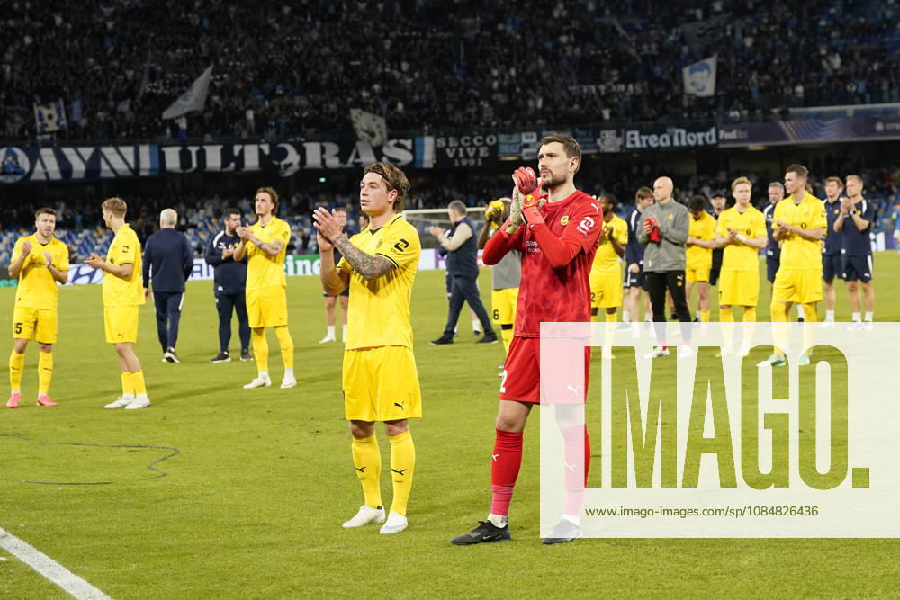 SSC Napoli v FK Bodo Glimt - UEFA Champions League Players of Bodo Glimt applauds fans at the end of the UEFA Champions League match between SSC Napoli and FK Bodo Glimt at Diego Armando Maradona Stadium Naples Italy on 20 October 2026. Naples Campania Italy