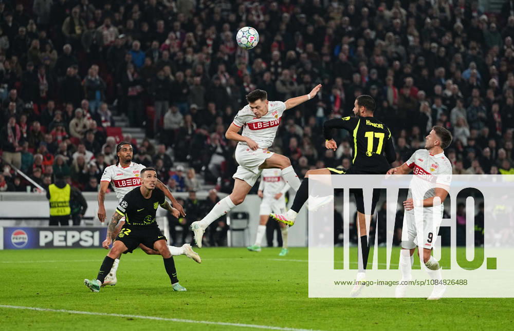 Dzenan Pejcinovic of VfB Stuttgart during the match between VfB Stuttgart and Atlético Madrid in the group stage of the UEFA Champions League at MHPArena in Stuttgart, Germany, on October 20, 2026. DeFodi Images