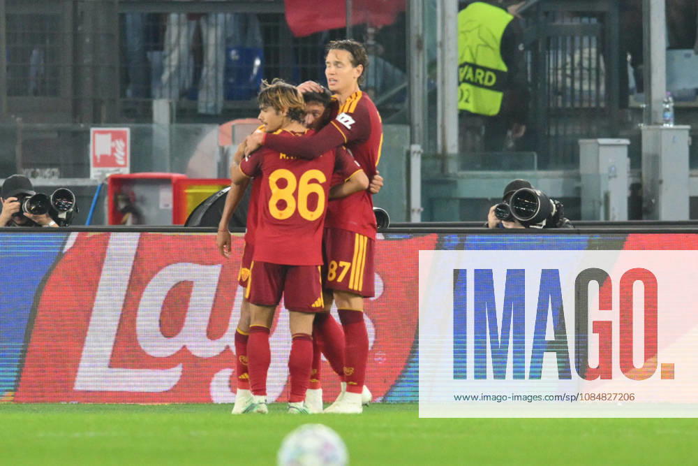 20th October 2026; Stadio Olimpico, Rome, Italy; UEFA Champions League Football, Roma versus Slovan Bratislava; Nahuel Molina of Roma celebrates scoring a goal 2-0 AllShotLive