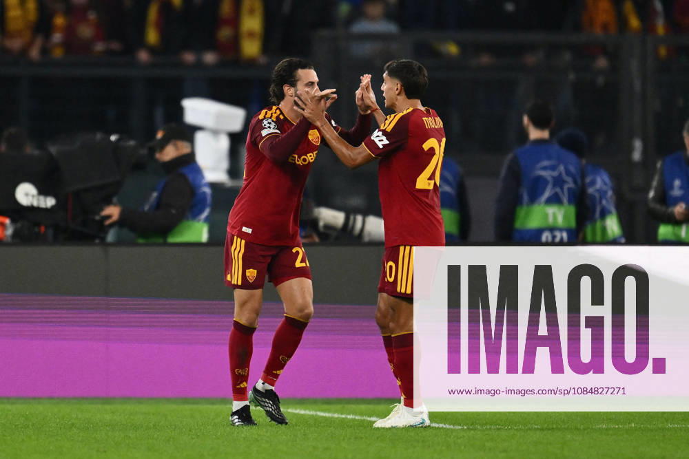 SOCCER - UEFA Champions League - AS Roma vs. Slovan Bratislava Photo by IPA ABACAPRESS.COM89963156 - Mario Hermoso of A.S. Roma celebrates after scoring the goal that made the score 1-0 during the UEFA Champions League Matchday 3 soccer match between A.S. Roma and S.K. Slovan Bratislava at the Olympic Stadium on October 20, 2026, in Rome, Italy. Rome Italy