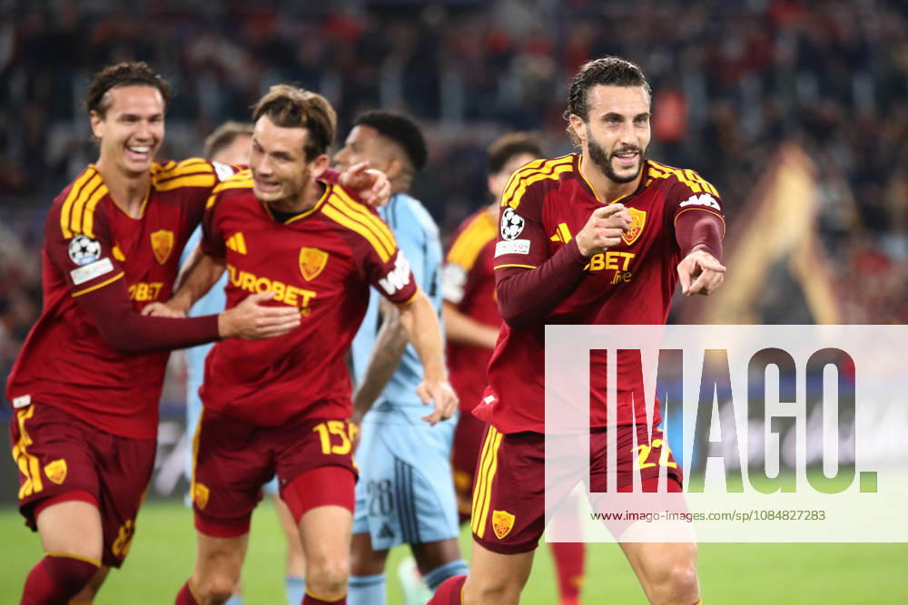 SOCCER - UEFA Champions League - AS Roma vs. Slovan Bratislava Photo by IPA ABACAPRESS.COM89963166 - October 20, 2026 Champions League: Roma vs. Slovan Bratislava In the photo: Celebration (Photo by Gino Mancini) Roma Italy