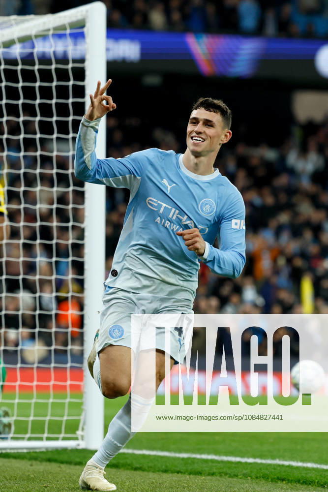 Manchester City v AEK Athens - UEFA Champions League 2026 27 League Phase MD3 Phil Foden of Manchester City celebrates his hat-trick goal during the UEFA Champions League 2026 27 League Phase MD3 match between Manchester City and AEK Athens at City of Manchester Stadium on October 20, 2026 in Manchester, England. Manchester City of Manchester Stadium England United Kingdom