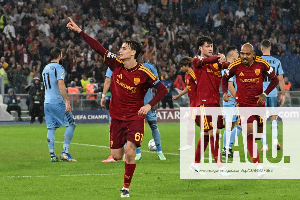 IPA89967096 - October 20, 2026, Champions League: Roma vs. Slovan Bratislava. Pictured: Pisilli celebrates (Photo by Gino Mancini)