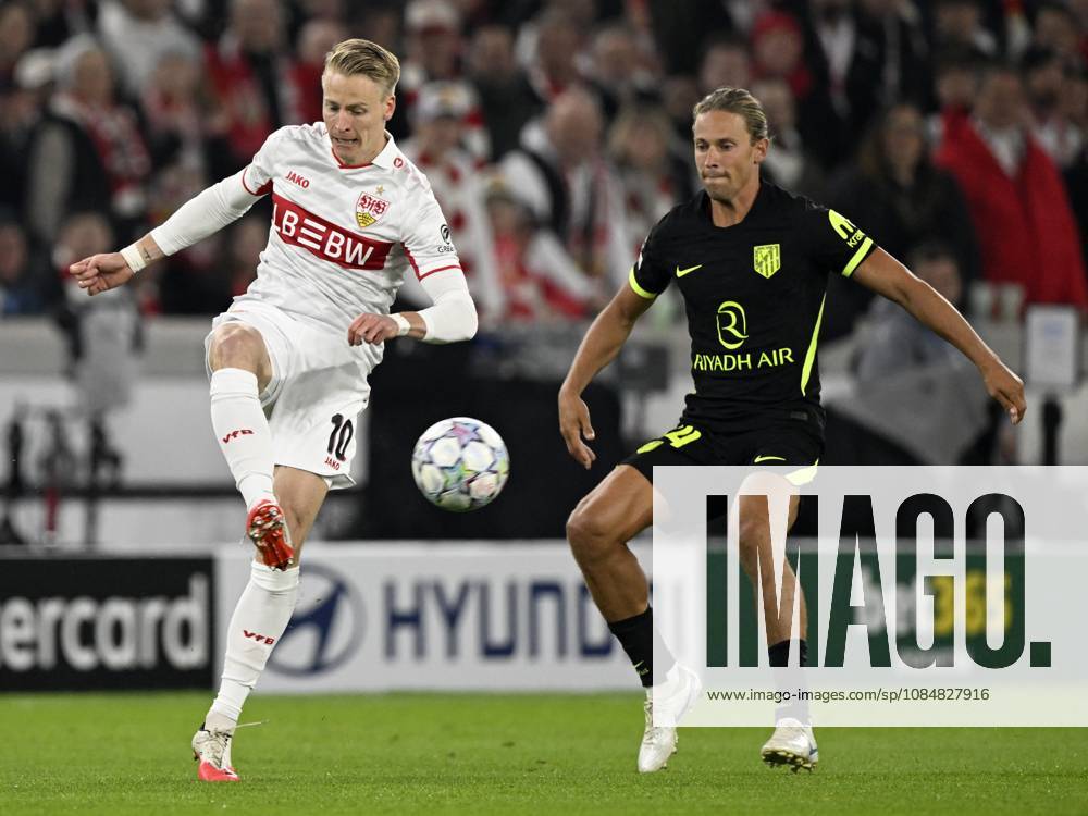 STUTTGART - (lr) Chris Fuhrich of VFB Stuttgart, Marcos Llorente of Atletico Madrid during the UEFA Champions League match between VFB Stuttgart and Atletico Madrid at Stadion MHP Arena on 20 October 2026 in Stuttgart, Germany. ANP UEFA Champions League 2026 27 ANPxSportx xGerritxvanxKeulenxIVx 573110777 originalFilename: 573110777