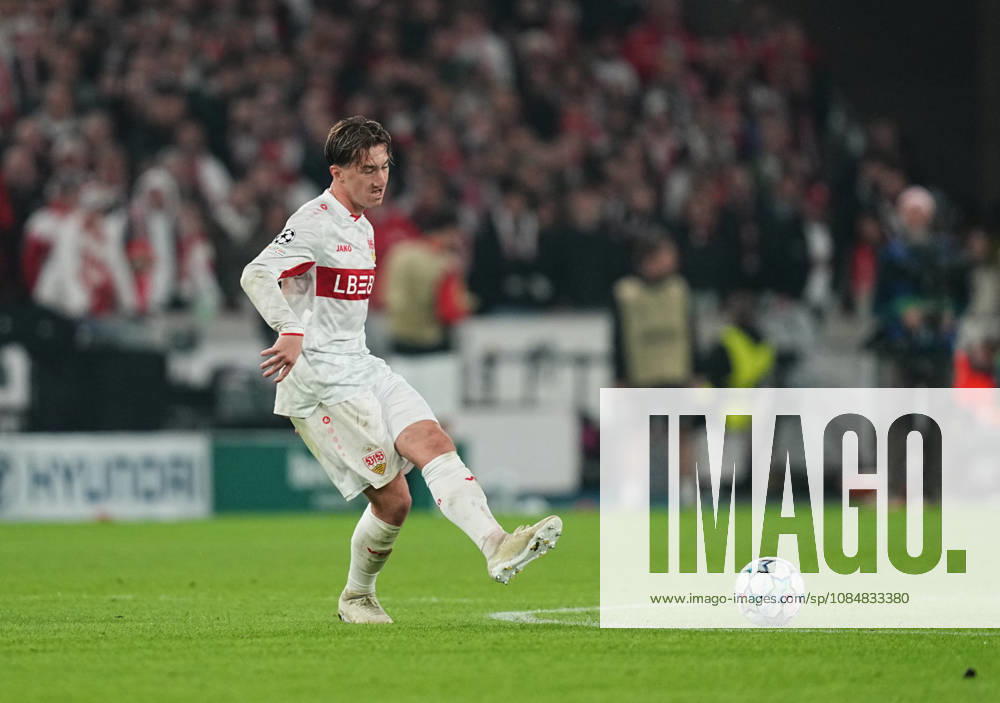 Angelo Stiller of VfB Stuttgart during the match between VfB Stuttgart and Atlético Madrid in the group stage of the UEFA Champions League at MHPArena in Stuttgart, Germany, on October 20, 2026. DeFodi Images