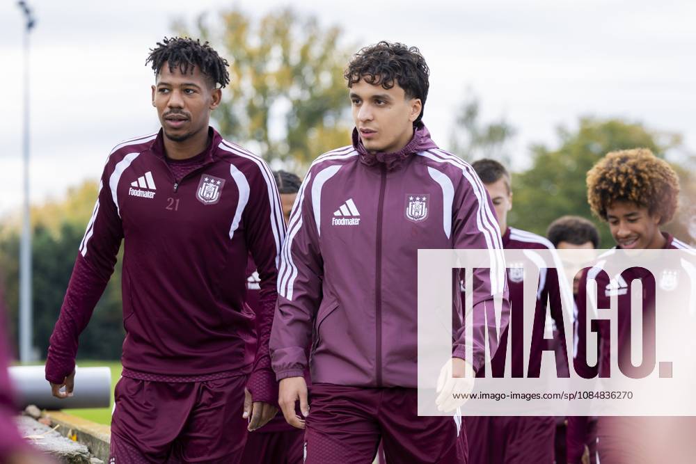 RSC Anderlecht open training 21 10 NEERPEDE, BELGIUM - OCTOBER 21 : Maamar Ali defender of RSC Anderlecht, Bentayeb Tawfik forward of RSC Anderlecht during an open training pictured on October 21, 2026 in Neerpede, Belgium, 21 10 2026 Neerpede Belgium