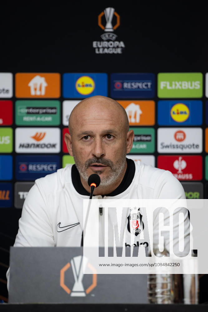 Besiktas hold press conference, PK, Pressekonferenz ahead of UEFA Europa League match with Crystal Palace ISTANBUL, TURKIYE - OCTOBER 21: Besiktas head coach Vincenzo Italiano speaks during a press conference alongside Wilfred Ndidi at BJK Nevzat Demir Training Facilities in Istanbul, Turkiye, on October 21, 2026, ahead of their UEFA Europa League Matchday 3 clash against Crystal Palace. Celal Gunes Anadolu Istanbul Turkey. Editorial use only. Please get in touch for any other usage.