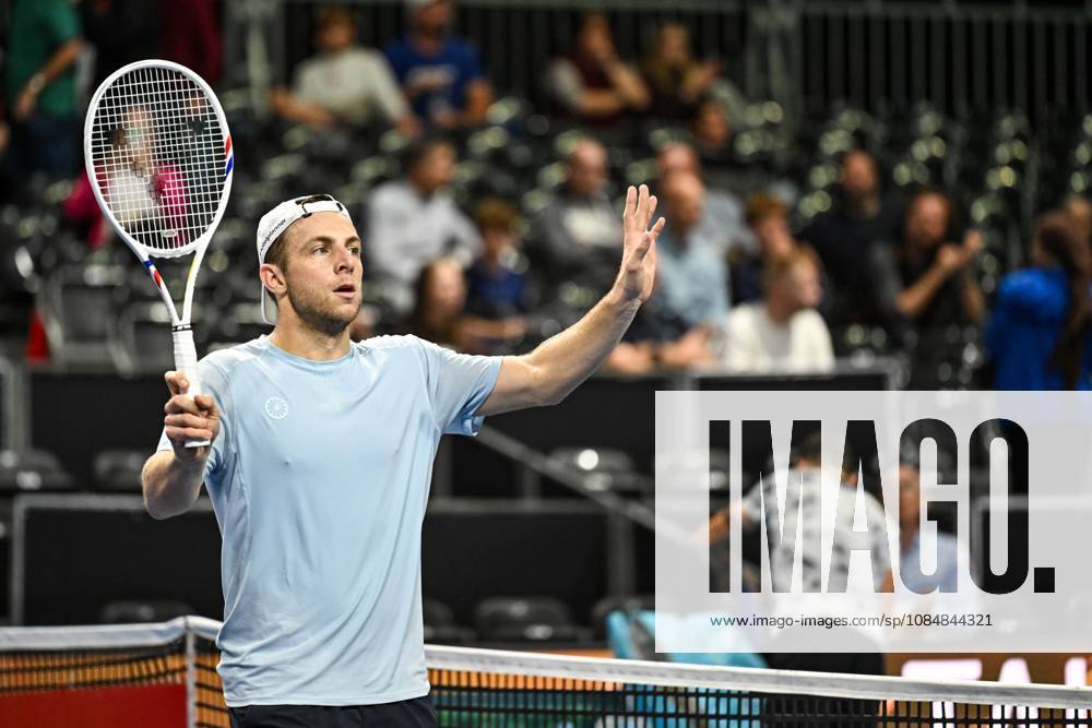 Tallon Griekspoor of the Netherlands celebrate after winning during the European Open ATP, Tennis Herren tennis tournament in Brussels, on 21 October. This year s edition of the tournament is taking place from 17 to 25 October DAVIDxPINTENS x190497926x