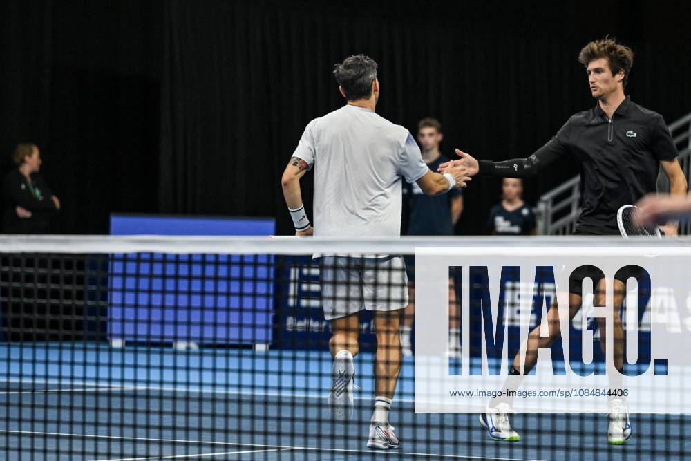 Guido Pella of Argentina, Manuel Guinard of France pictured in action during the European Open ATP, Tennis Herren tennis tournament in Brussels, on 21 October. This year s edition of the tournament is taking place from 17 to 25 October DAVIDxPINTENS x190499476x