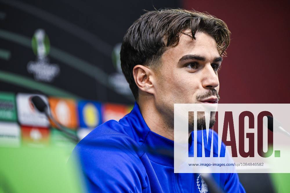 Tiago Araujo of KAA Gent pictured during a press conference, PK, Pressekonferenz of Belgian soccer team KAA Gent, Wednesday 21 October 2026 in Braga, Portugal. The team is preparing for the second match of the UEFA Conference League league phase against Portuguese SC Braga tomorrow. TOM GOYVAERTS TomxGoyvaerts x190514395x