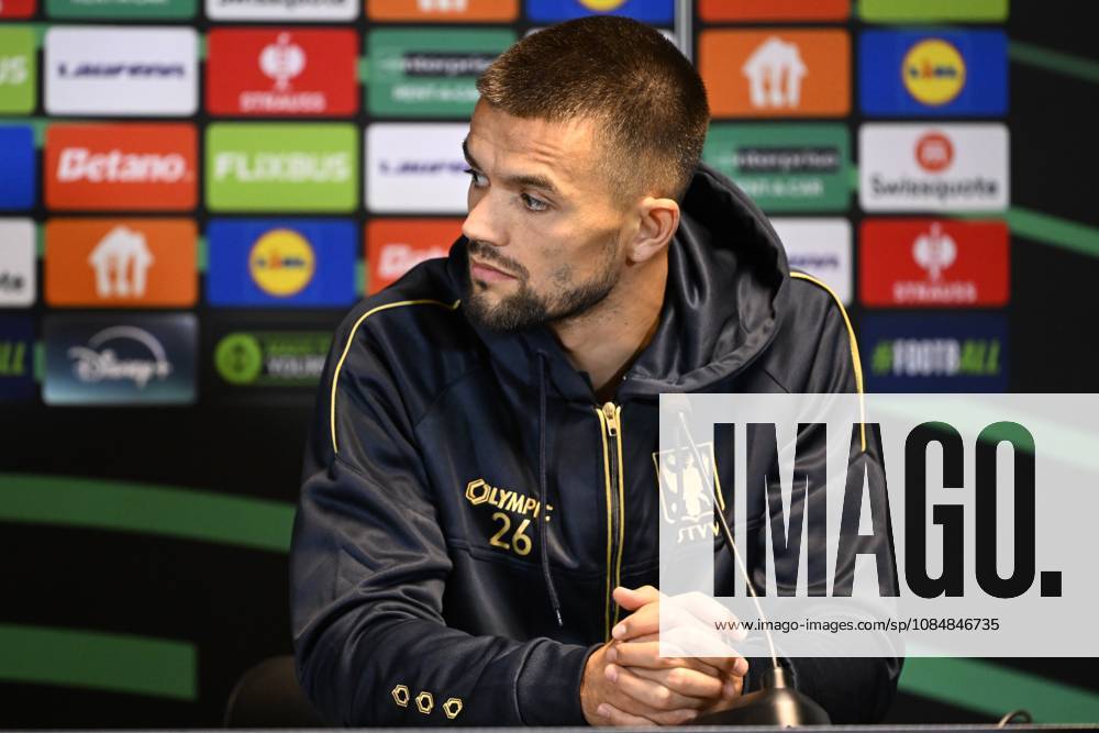 FC Midtjylland v Sint-Truidense VV - UEFA Conference League Media Activities 21 10 2026 HERNING, DENMARK - OCTOBER 21 : Musliu Visar defender of Sint-Truidense VV speaking with the media during a pre-match press conference, PK, Pressekonferenz ahead of the UEFA Conference League 2026 27 League Phase matchday 2 match between FC Midtjylland and Sint-Truidense VV on October 21, 2026 in Herning, Denmark, 21 10 2026 Herning Denmark