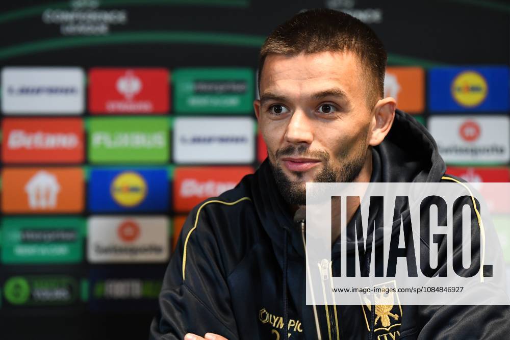 STVV s Visar Musliu pictured during a press conference, PK, Pressekonferenz of Belgian soccer team Sint-Truidense VV, Wednesday 21 October 2026 in Herning, Denmark, in preparation of tomorrow s game against Danish FC Midtjylland on the second day of the UEFA Conference League league phase. JILLxDELSAUX x190514667x
