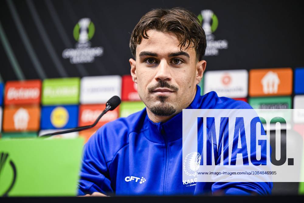 Tiago Araujo of KAA Gent pictured during a press conference, PK, Pressekonferenz of Belgian soccer team KAA Gent, Wednesday 21 October 2026 in Braga, Portugal. The team is preparing for the second match of the UEFA Conference League league phase against Portuguese SC Braga tomorrow. TOM GOYVAERTS TomxGoyvaerts x190514691x