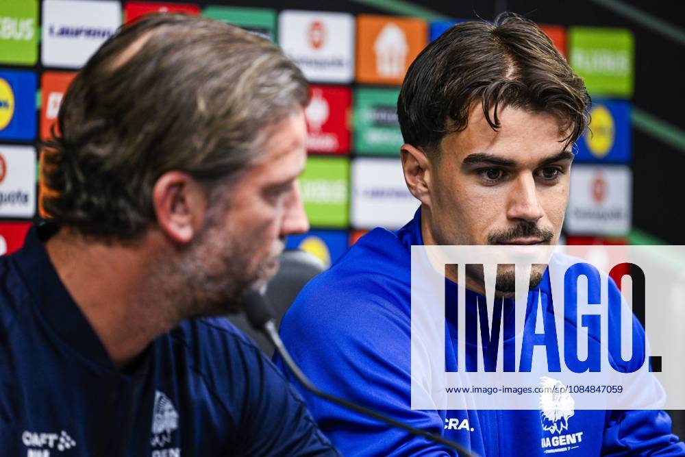 Tiago Araujo of KAA Gent pictured during a press conference, PK, Pressekonferenz of Belgian soccer team KAA Gent, Wednesday 21 October 2026 in Braga, Portugal. The team is preparing for the second match of the UEFA Conference League league phase against Portuguese SC Braga tomorrow. TOM GOYVAERTS TomxGoyvaerts x190515886x