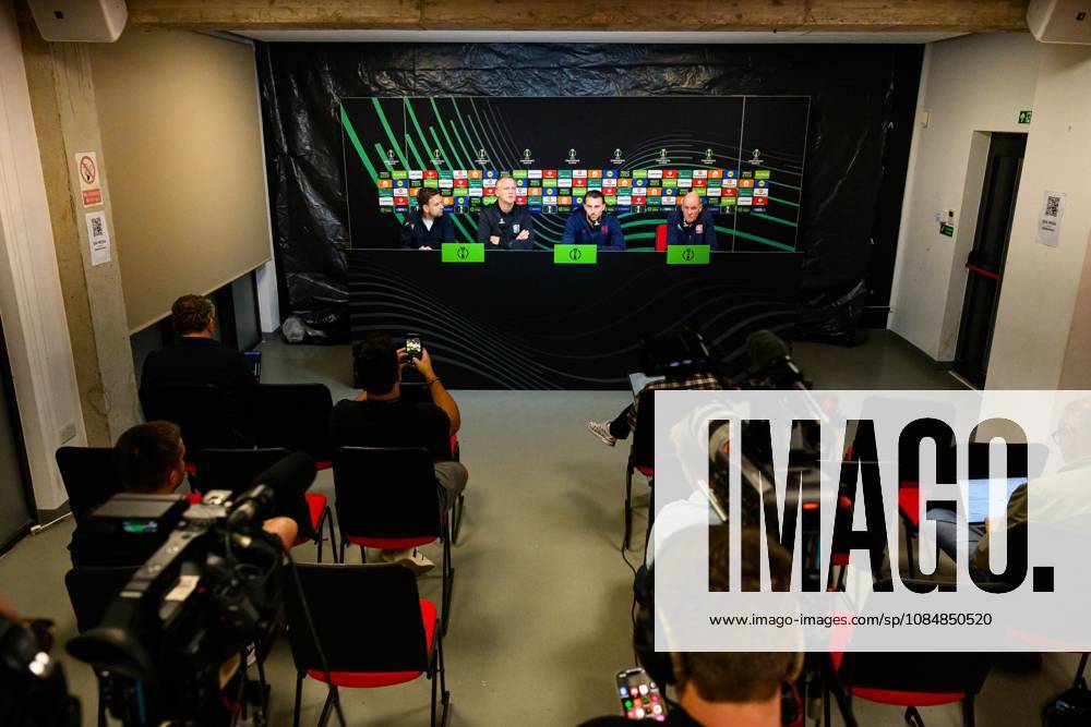 GIBRALTAR , 21 10-2026 , Europa Point stadium , season 2026 2027 , UEFA Conference League football , press conference, PK, Pressekonferenz FC Twente coach John van den Brom and FC Twente goalkeeper Joel Drommel Press conference Twente x208916956x
