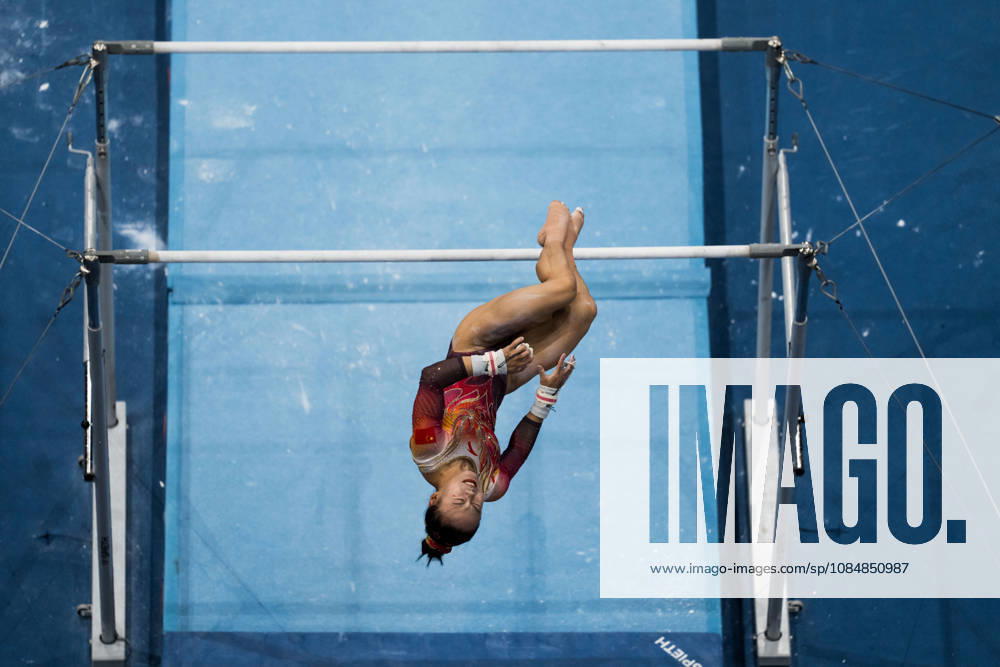 2026 Artistic Gymnastics World Championships, Day 5, Women’s Team Final, October 21, 2026: Qingying Zhang of China competes on the uneven bars during the women’s team final on day five of the 2026 Artistic Gymnastics World Championships on October 21, 2026 in Rotterdam. Photo by Joel Marklund, BILDBYRÅN, code JM JM0863 bbeng artistic gymnastics artistic gymnastics gymnastics world championships world championships artistic gymnastics world championships final team final women’s team final