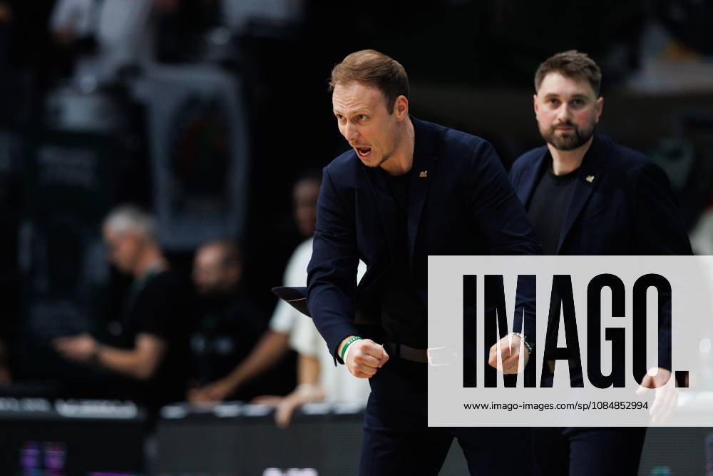 Jacques Schneider, head coach of the Gladiators Trier, on the sidelines; emotions; gestures; body language; facial expressions; cutout; portrait. Vet Concept Gladiators Trier vs. KK Split, basketball, FIBA Europe Cup, Matchday 3, 2026–2027 season, October 21, 2026, Vet Concept Gladiators Trier vs. KK Split, basketball, FIBA Europe Cup, Matchday 3, 2026–2027 season