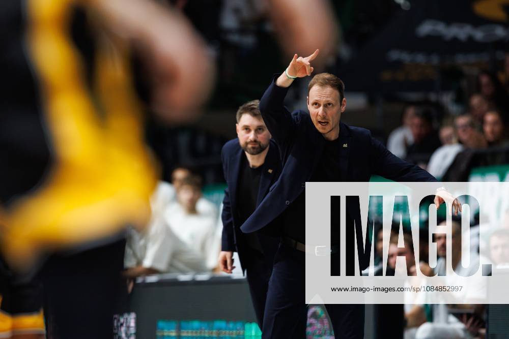 Jacques Schneider, head coach of the Gladiators Trier, on the sidelines; emotions; gestures; body language; facial expressions; cutout; portrait. Vet Concept Gladiators Trier vs. KK Split, basketball, FIBA Europe Cup, Matchday 3, 2026–2027 season, October 21, 2026, Vet Concept Gladiators Trier vs. KK Split, basketball, FIBA Europe Cup, Matchday 3, 2026–2027 season