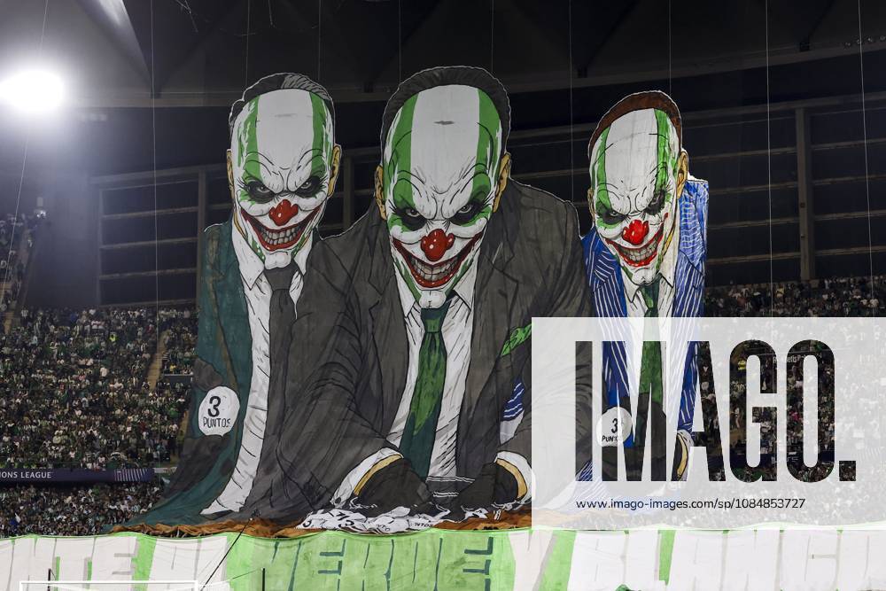SEVILLE - Real Betis supporters display banners during the UEFA Champions League match between Real Betis and Feyenoord at the La Cartuja de Sevilla stadium on October 21, 2026, in Seville, Spain. BAS CZERWINSKI ANP UEFA Champions League 2026-2027 ANPxSportx IVx 573187985 originalFilename: 573187985