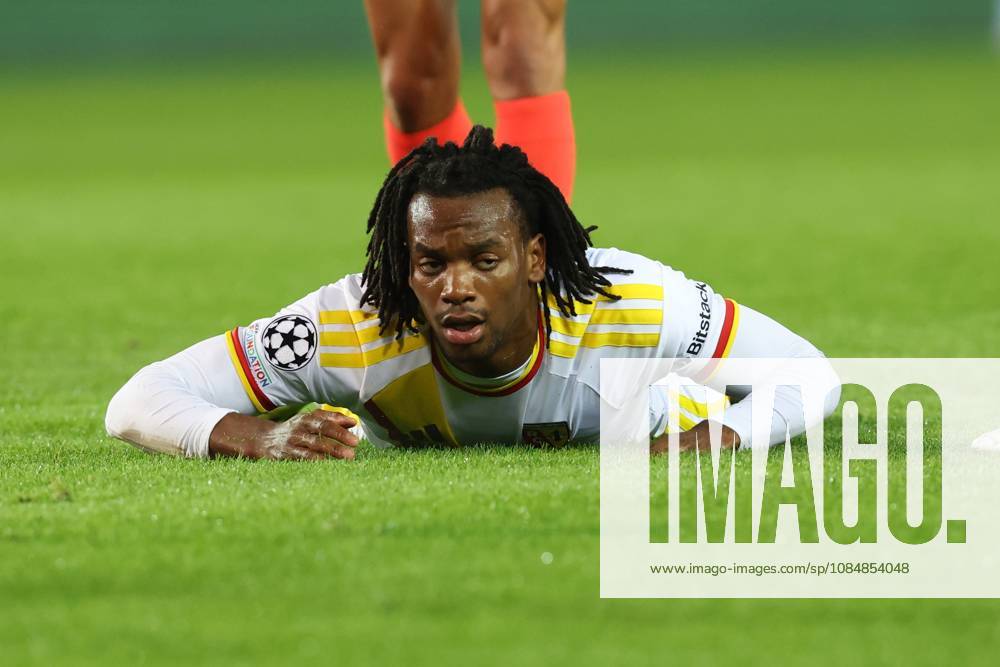 Lens Junior Kadile is pictured during a soccer game between Belgian Club Brugge KV and French Racing Club de Lens, Wednesday 21 October 2026 in Brugge, on day three of the UEFA Champions League league phase. BRUNOxFAHY x190540383x