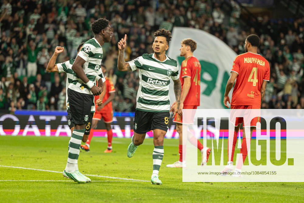 Luis Suarez celebrating after goal seen in football match between Sporting CP and LASK in UEFA Champions League 2026 27 at Estadio Josà Alvalade, Lisboa, Portugal (Luis Loureiro Ball Raw Images PT) Lisboa Estadio Josà Alvalade Portugal