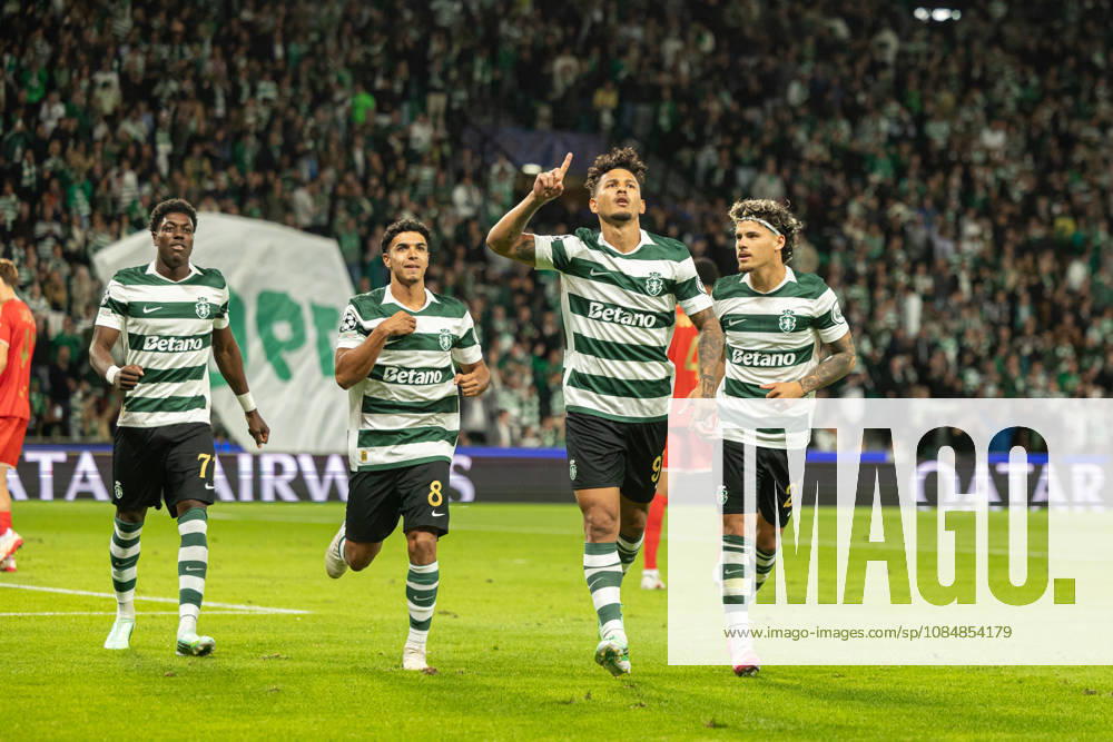 Luis Suarez celebrating after goal seen in football match between Sporting CP and LASK in UEFA Champions League 2026 27 at Estadio JosÃ Alvalade, Lisboa, Portugal (Luis Loureiro Ball Raw Images PT) Lisboa Estadio JosÃ Alvalade Portugal