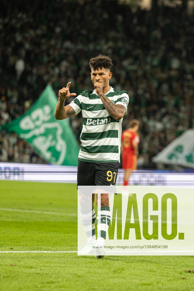 Luis Suarez celebrating after goal seen in football match between Sporting CP and LASK in UEFA Champions League 2026 27 at Estadio JosÃ Alvalade, Lisboa, Portugal (Luis Loureiro Ball Raw Images PT) Lisboa Estadio JosÃ Alvalade Portugal