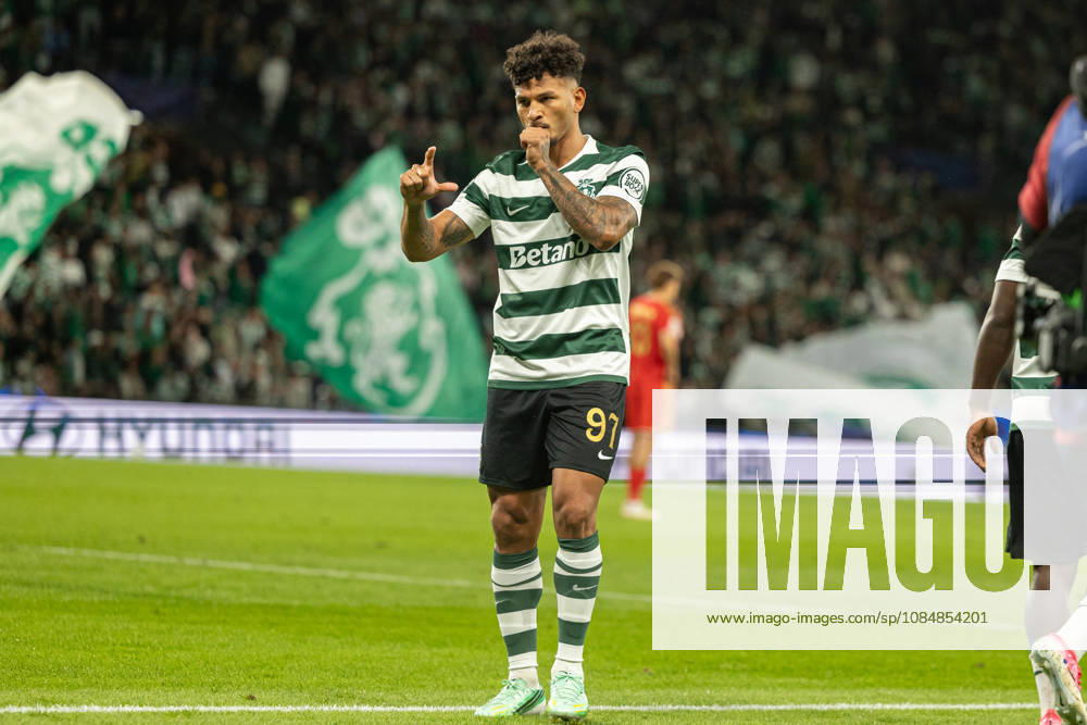Luis Suarez celebrating after goal seen in football match between Sporting CP and LASK in UEFA Champions League 2026 27 at Estadio JosÃ Alvalade, Lisboa, Portugal (Luis Loureiro Ball Raw Images PT) Lisboa Estadio JosÃ Alvalade Portugal