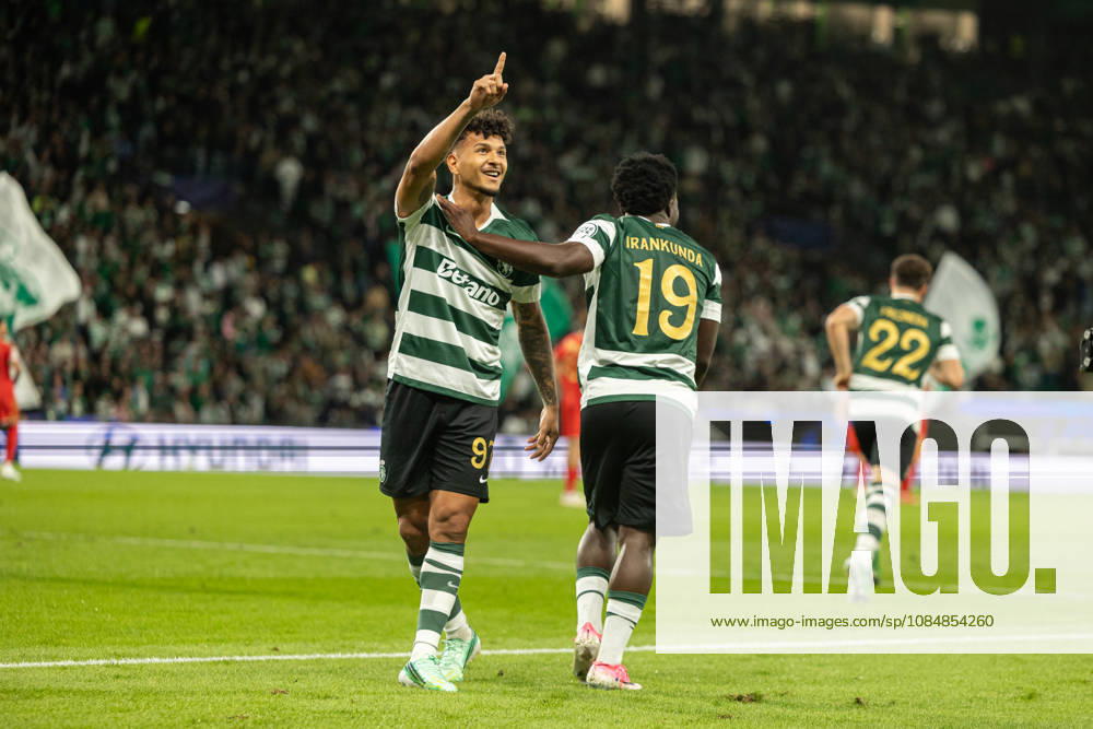 Luis Suarez celebrating after goal seen in football match between Sporting CP and LASK in UEFA Champions League 2026 27 at Estadio JosÃ Alvalade, Lisboa, Portugal (Luis Loureiro Ball Raw Images PT) Lisboa Estadio JosÃ Alvalade Portugal
