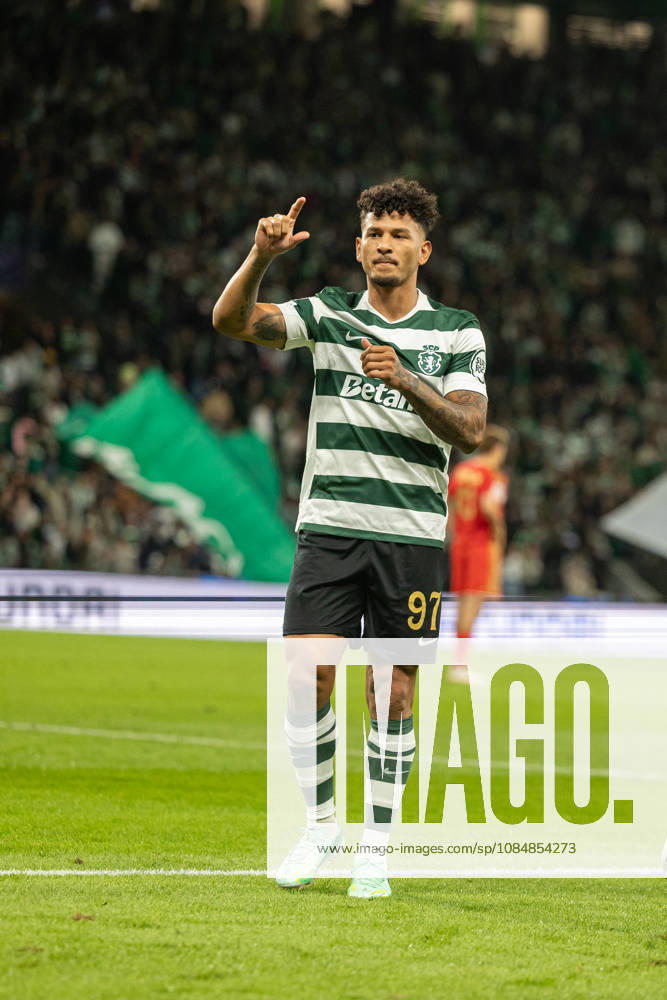 Luis Suarez celebrating after goal seen in football match between Sporting CP and LASK in UEFA Champions League 2026 27 at Estadio JosÃ Alvalade, Lisboa, Portugal (Luis Loureiro Ball Raw Images PT) Lisboa Estadio JosÃ Alvalade Portugal