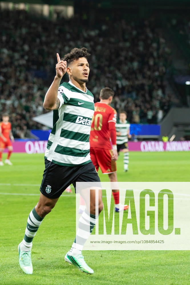 Sporting forward from Colombia LUIS SUAREZ (97) celebrating after scoring a goal during the game for the League Phase for the UEFA Champions League between Sporting and LASK Linz at Estadio Jose de Alvalade Lisbon Portugal - ZUMAs359 20261021_zsp_s359_002