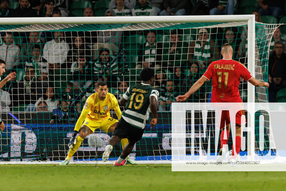 SaÅ¡a KalajdÅ¾iÄ‡ scoring a goal seen in football match between Sporting CP and LASK in UEFA Champions League 2026 27 at Estadio JosÃ Alvalade, Lisboa, Portugal (Luis Loureiro Ball Raw Images PT) Lisboa Estadio JosÃ Alvalade Portugal