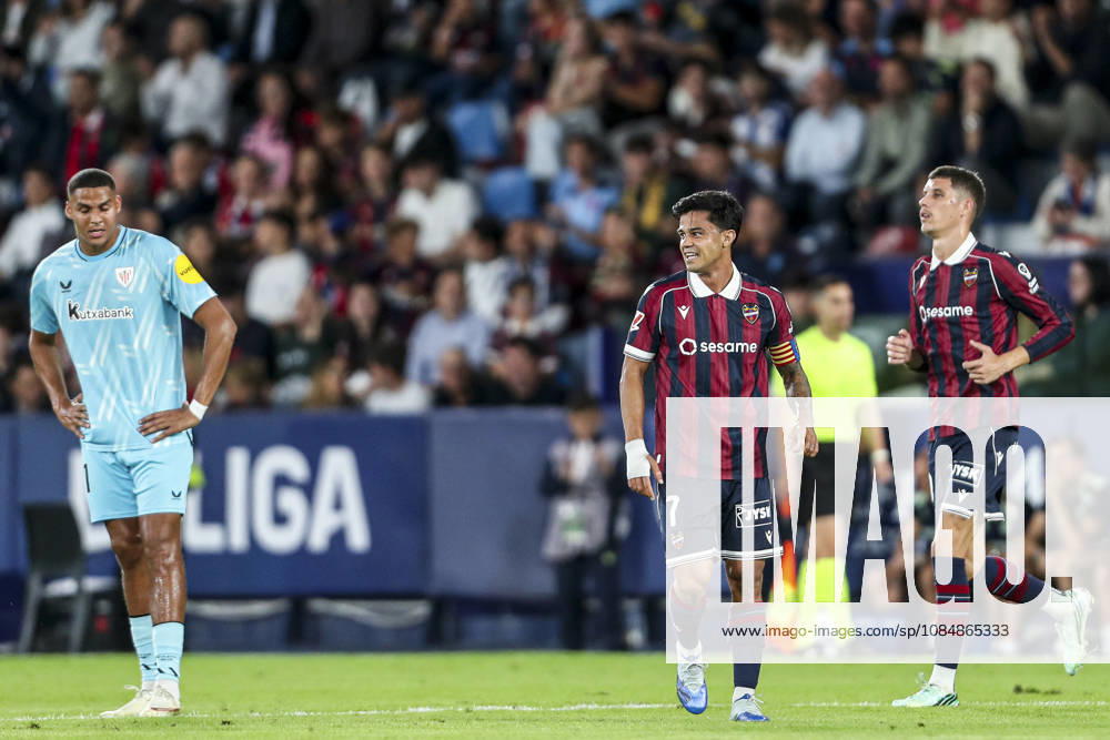 Roger Brugue of Levante UD celebrates a goal during the Spanish league, LaLiga EA Sports, football match played between Levante UD and Athletic Club at Ciutat de Valencia stadium on October 21, 2026, in Valencia, Spain. Levante UD V Athletic Club - LaLiga EA Sports - ZUMAa181 20261021_zaa_a181_294
