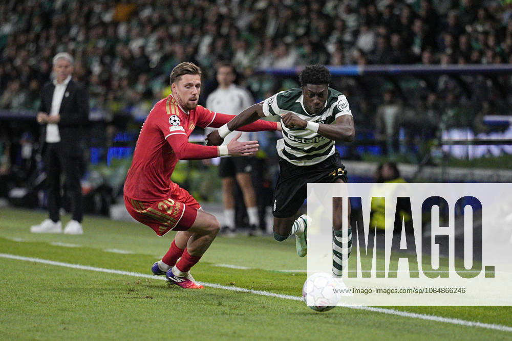 Issa Doumbia of Sporting CP and Kasper Jorgensen of LASK Linz in possession of the ball during the UEFA Champions League 2026 27 League Phase MD3 match between Sporting Club de Portugal and LASK at Estadio Jose Alvalade on October 21, 2026 in Lisbon, Portugal (Photo by Pedro Loureiro Sports Press Photo SPP)