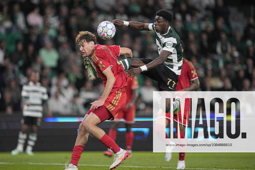Issa Doumbia of Sporting CP challenges for the ball during the UEFA Champions League 2026 27 League Phase MD3 match between Sporting Club de Portugal and LASK at Estadio Jose Alvalade on October 21, 2026 in Lisbon, Portugal (Photo by Pedro Loureiro Sports Press Photo SPP)