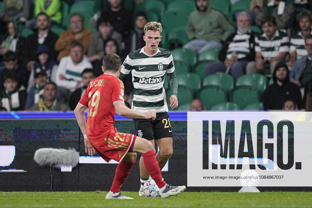 Jesse Derry of Sporting CP dribbles past an opponent during the UEFA Champions League 2026 27 League Phase MD3 match between Sporting Club de Portugal and LASK at Estadio Jose Alvalade on October 21, 2026 in Lisbon, Portugal (Photo by Pedro Loureiro Sports Press Photo SPP)