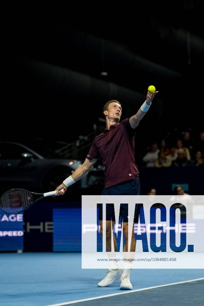 Jiri Lehecka of the Czech Republic pictured in action during the European Open ATP, Tennis Herren tennis tournament in Brussels, on Thursday 22 October. This year s edition of the tournament is taking place from 17 to 25 October JASPERxJACOBS x190644481x