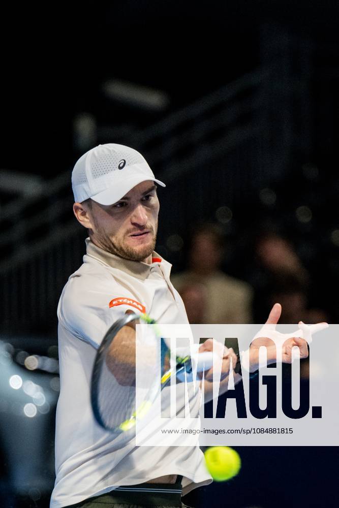 Raphael Collignon of Belgium pictured in action during the European Open ATP, Tennis Herren tennis tournament in Brussels, on Thursday 22 October. This year s edition of the tournament is taking place from 17 to 25 October JASPERxJACOBS x190644750x