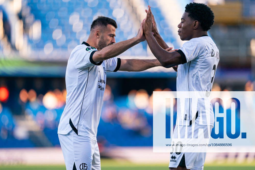 SOCCER - UEFA Conference League - Getafe CF vs. Lugano Photo by IPA ABACAPRESS.COM90038347 - MADRID, SPAIN - OCTOBER 21: Albian Ajet and Dereck Moncada of FC Lugano celebrate a goal during the UEFA Champions League 2026 27 Group Stage Matchday 3 match between Real Madrid CF and RB Leipzig at Santiago Bernabéu Stadium on October 21, 2026, in Madrid, Spain. (Tomas Garrido TGB Photo during the Getafe CF vs. Lugano UEFA Conference League soccer match in Getafe, Spain, on October 22, 2026 Getafe Spain